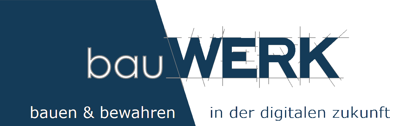 Firmenlogo der bauWERKgmbh favicon auf blau weißem Hintergrund